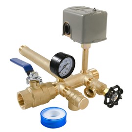 1"x 11"Well Pressure Tank Tee Kit for Water Well Pressure Tank with 40-60Psi Pressure Switch, Brass Pressure Tank Installation Kit for Well Tank with Diameters Up to 16"