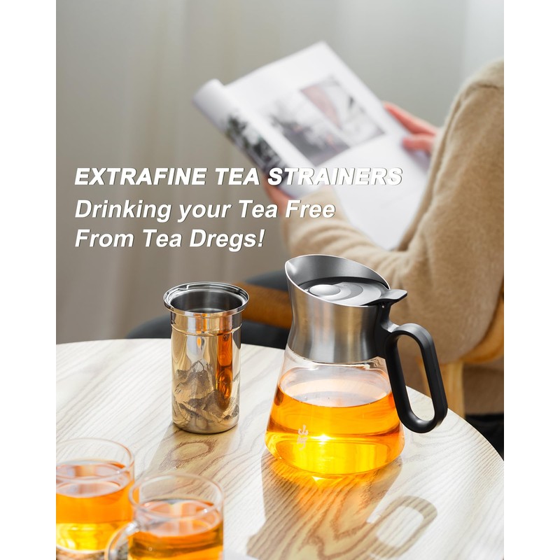 ZENS Design Glass Teapot with Infuser with 2 Cups, 23oz