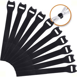 Phosphoro® Set de 20 tiras organizador de cables para gestion de cables. Cinchos para cables de correa ajustable para organizacion. Bridas para almacenamiento. Sujeta cables reusables. Cable ties. (AJUSTABLE, 20 psz - NEGRO)