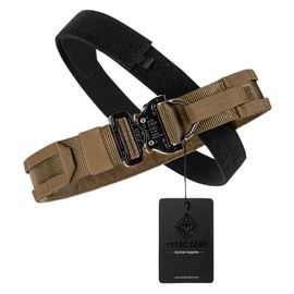 PETAC GEAR Tactical Battle Belt With Cobra Buckle D-Ring | Military Heavy Duty Rigger Gun Belts | Inner Outer Molle Belt. (Coyote Brown, Large)