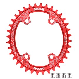 DJC Bike Chainring Asymmetrical 96BCD Narrow Wide Tooth MTB for XT SLX M6000 / M7000 / M8000 / M9000 7/8/9/10/11/12 Speed Aluminum 7075 30T 32 34 36 38T (4# Oval Red, 34T)