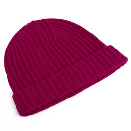 Classic Merino Wool & Cashmere Ribbed Hat, Skullies & Beanies, Warm Soft with Gift Box for Women and Men (Wool & Cashmere Ribbed, DEEP Plum)