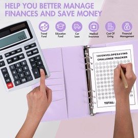 ALLOMN 100 Envelope Saving Challenge Euro, 100 Envelopes Saving Challenge Folder Money Saving Folder A5 Money Saving Budget Planner to Save 5050 EUR Budget Folder for Couples Offices Home School