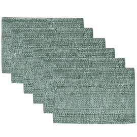 Sweet Home Collection 100% Cotton Placemats for Dining Room Rectangle Two Tone Woven Fabric 13" x 19" Soft Durable Table Mat Set, Set of 6, Light Green