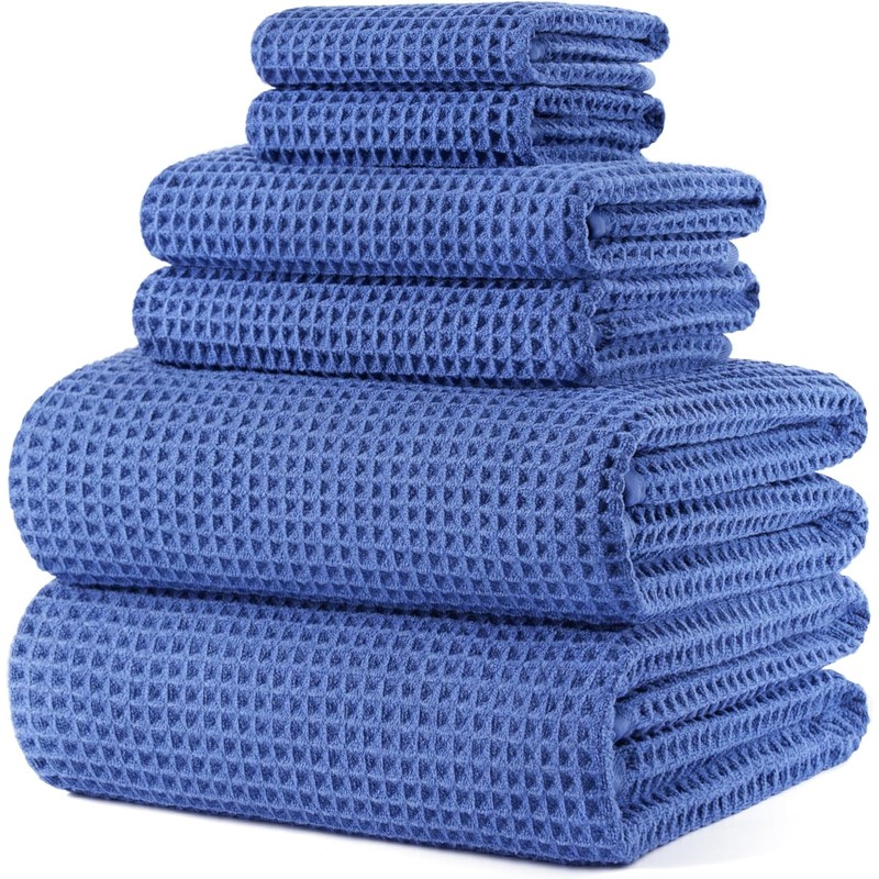 Polyte Set de 6 Toallas de Baño Microfibra Waffle Secado