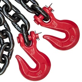 VULCAN Binder/Safety Chain Tie Down with Grab Hooks - Grade 80-1/2 Inch x 10 Foot - 12,000 Pound Safe Working Load