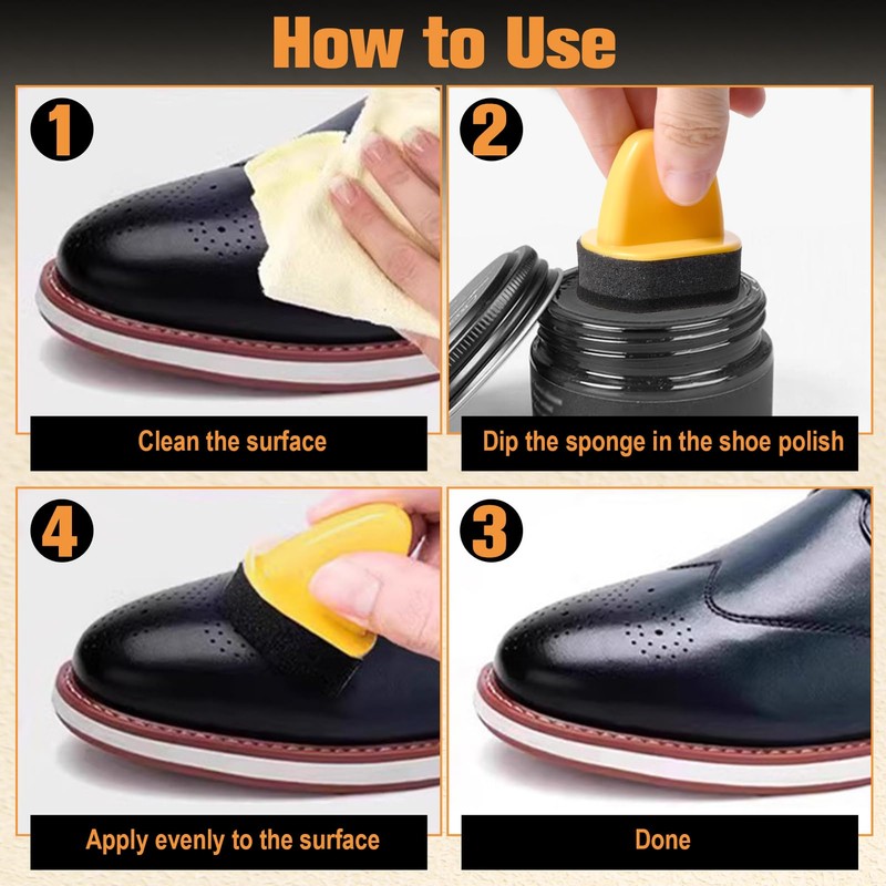 LEONTOOL 4 Pcs Sponge Applicators, Foam Shoe Polish Dauber, Shoe
