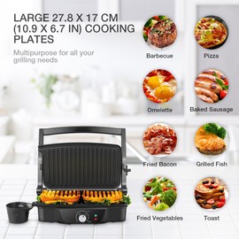 Panini Maker, iSiLER 2 Slice Panini Press Grill, Electric Sandwich Maker Non-Stick Coated Plates, Opens 180 Degrees for Cooking Breakfast Snacks