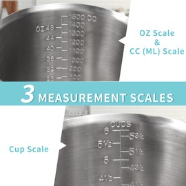 Newness Stainless Steel Measuring Jug with Handle – 3 Measuring Scales – Including Cup Scale – ML Scale – Ounce Scale