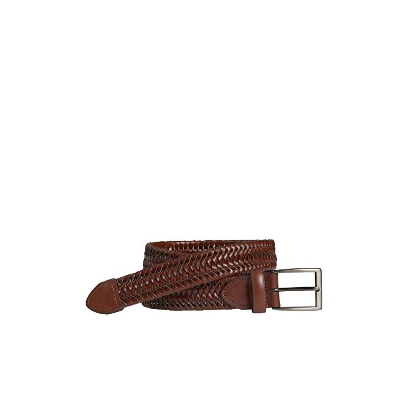 Johnston & Murphy Leather Braided Belt Cognac 34