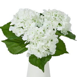 Heleze 25 Inch Hydrangea Artificial Flowers, Real Touch Hydrangea Fake Flowers Large Faux White Hydrangea Flowers with Stems for Home Wedding Table Centerpieces Party Decoration 3 PCS