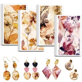 OLYCRAFT Bohemia Clay Transfer Paper 4 Design 24 Pcs Transfer Paper for Polymer Abstract Flower Polymer Clay Transfer Sheets Abstract Plant Small Transfer Paper for Clay Earrings Jewelry Making