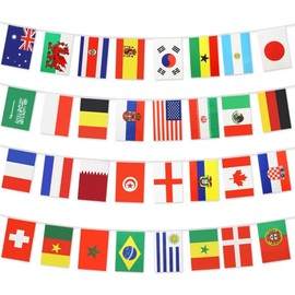 10M/33Ft Long Double Printing Bunting,32 Countries National Football Team Flags Bunting, Football World Cup 2022 Decoration for Garden, Bar, Restaurant and Party (1)