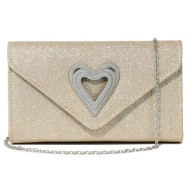 DETARA Women Heart Evening Clutch Purse Shiny Evening Handbag for Women Sparkly Wedding Party Prom Purse Dressy Clutch Bags(A1398 Champagne)