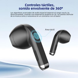 KELUONA KT10 Audifonos Inalámbricos, V5.4 Estéreo de Graves, IP67 los Auriculares del Oído, 36H Tiempo de Reproducción para Laptop Pad Teléfonos Deportes Workout (Negro)