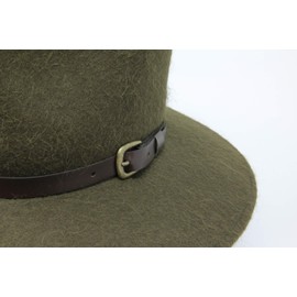 Premium Alpaca Lewis - Wide Brim Fedora Hat - Alpaca Wool Felt - Water Resistant - Leather Band - Moss Green 62cm