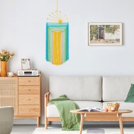 LOMOHOO Macrame Wall Hanging, 30x70cm Wall Art Boho Decor Wall Tapestry, Sun Tapestry Tapestry Wall Hanging Decorations, Rainbow Tapestry Wall Decor for Bedroom Living Room Balcony Nursery Office