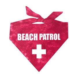 Beach Patrol Lifeguard Dog Bandana (Assorted Tie Dye Colors) (Red Tie Dye, One Size)