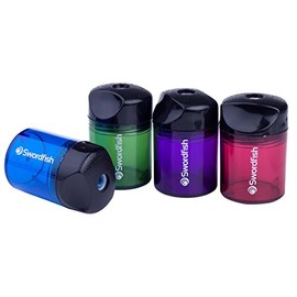 Swordfish ‘Canister’ Pencil Sharpener with Mess-Free Canister [Pack of 10] Assorted Colours [40032]
