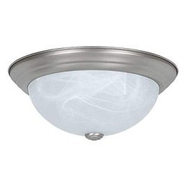 Sunset Lighting F7632-53-LED Flush Mount â Alabaster Glass Dimmable with Satin Nickel Finish