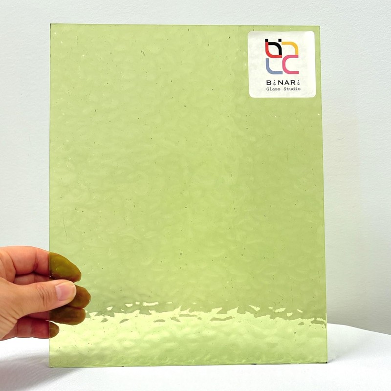 Wissmach Stained Glass Sheet: Light Olive Green English Muffle |