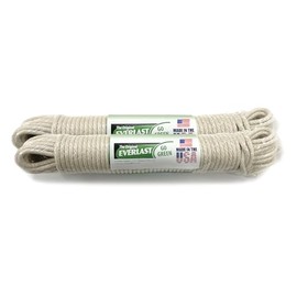 Everlast® 200 Feet Continuous Premium #8 Clothesline. Cotton with Reinforced Core. 1/4 Inch Diameter, Abrasion Resistant Clothes Line for Hanging and Drying Laundry. Made in USA