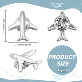 PH PandaHall Pack of 12 Aeroplane Brooches Small Aeroplane Brooch Flight Collar Badge Aeroplane Pin for Men and Women Backpack Shirt Bag Tie Suit Accessories 2.15 x 2.2 cm