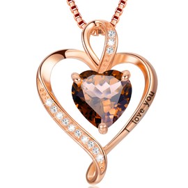 LAVUMO Heart Necklace 925 Silver Rose Gold Women's Necklace – Heart Pendant Silver Chain Jewellery Gift for Wife, Women, Mum, Girlfriend for Birthday, Christmas, Valentine's Day, Hypoallergenic