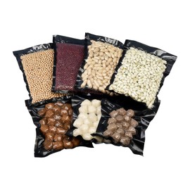 PABCK 50 Pieces Black Vacuum Sealer Bags for Food Storage 7.87x11.81 inch Textured Clear Plastic Food Packaging Saver Heat Vacuum Seal Bag with Tear Notch