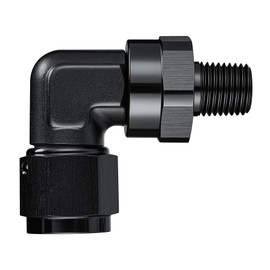 EVIL ENERGY 8AN Female to 1/4 NPT Pipe Swivel 90 Degree Adapter Fitting Black Aluminum