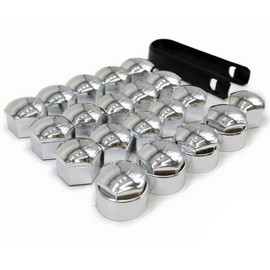 XIELBIS 20 Pcs 17mm Wheel Nut Covers with Removal Tool - Bolt Caps Hub Screw Cover including 16 Standard Ones 4 Locking Ones,And Removal Tool, Universal Fit for Most Car Models(Silver)
