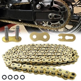 BIGLKNM 525 X-Ring Motorcycle Chain 110 Links with Connecting Master Link, Gold Drive Chain for Suzuki Honda Kawasaki Bicycles Motorcycle, Mini Bike, Dirt Bike