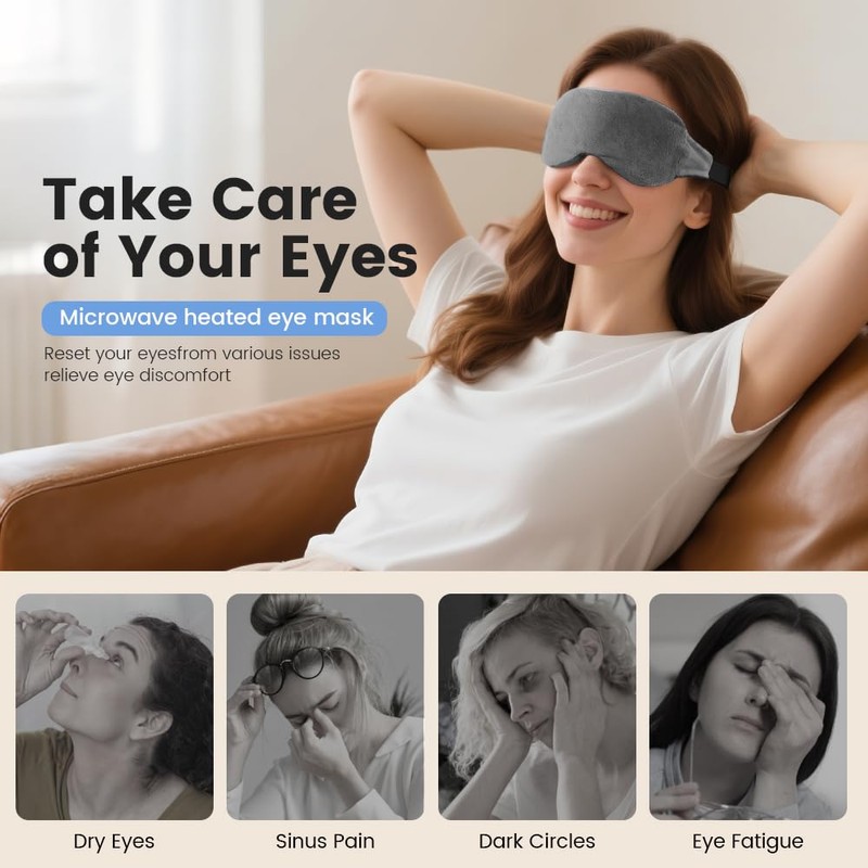 Heated Eye Mask for Dry Eyes, Steam Warm Compress for