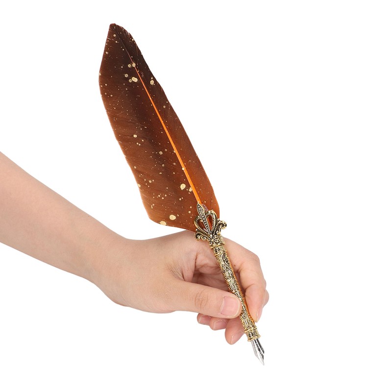 Feather Pen Set with 10 Interchangeable Nib Fire Lacquer Wax
