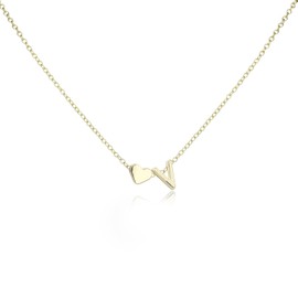 Mikovivi Women's Heart Letter Necklace, Gold Plated Heart Shaped Letter Chain, Golden Necklace with Heart Initial Letters, Birthday Gift for Women and Girls, Titanium steel