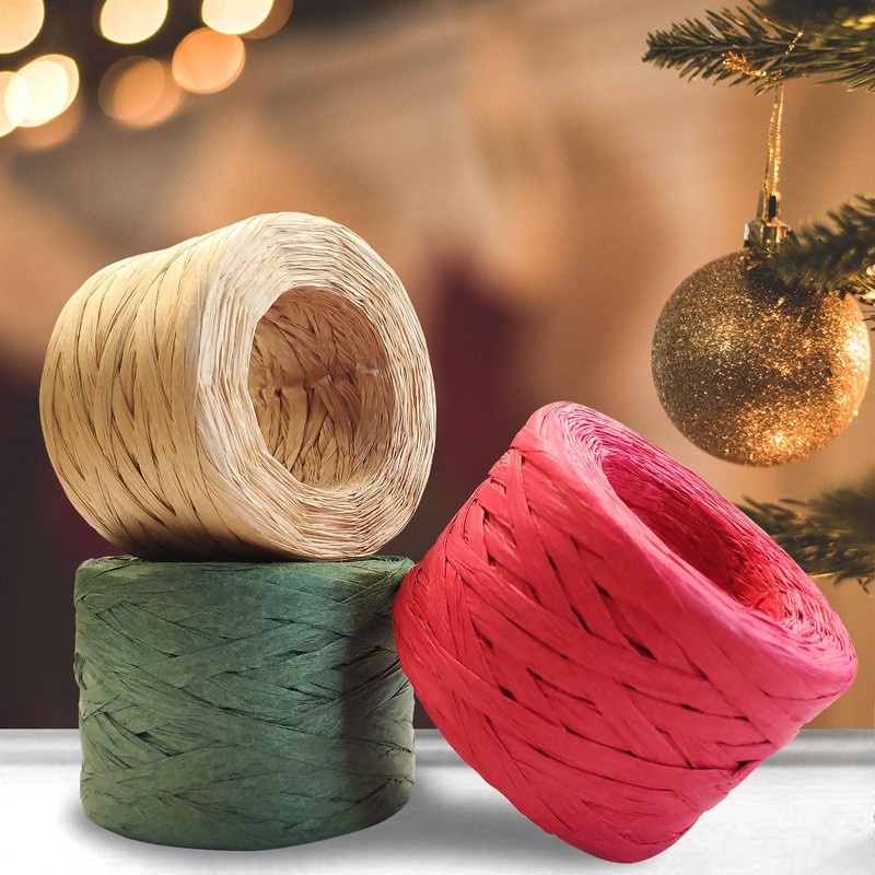 CREATRILL 3 Rolls Red Green Kraft 1/4" by 492 Feet