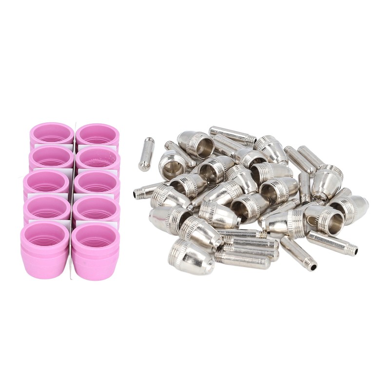 54 Pieces Plasma Cutter Torch Parts Electrode Nozzle Set Ceramic