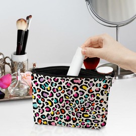 4 Pack Rainbow Leopard Print Makeup Bag Cosmetic Bags，Leopard Decor Gifts for Women Cheetah Lovers Daughter Friend Sister Niece Aunt Bestie Friendship Appreciation Christmas Waterproof Toiletry Bag