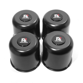 RTrhinotuning 4 PCS 5.15 in Stainless Steel Trailer Wheel Center Caps 4.95 in Tall for Truck SUV RV Rim Center Caps Black Push Through Hub Cover