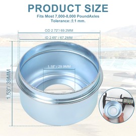 shliyitx 4PCS 2.72’ Trailer Hub Dust Cap, Trailer Axle Bearing Dust Cap Cup Grease Cap with 4 Rubber Plugs for Most 7000 to 8000 lb Dexter EZ Lubricated Trailer Axles