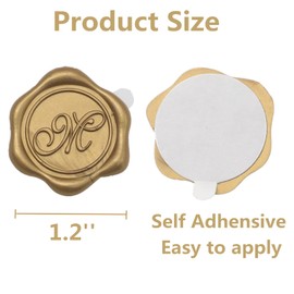 Initial Alphabet A Wax Seal Stickers, ONWINPOR 50 Pack Letter A Waxs Sealing Sticker Envelope SealStickers Envelope Seals Self Adhesive Gold Sticker for Wedding Party Birthday Christmas (A)