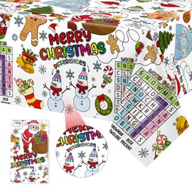 WovWeave Giant Christmas Coloring Table Cover for Kids Snowman Table Cover Winter Tablecloth Santa Claus Paper Table Cover Snowflake Coloring Table Cover for Christmas Day Decor