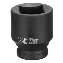 HARFINGTON 4 Point Square Socket 1/2" Drive 22mm Metric Square Impact Socket CR-MO Blackening Standard Wheel Sockets Pneumatic Socket Tool for Auto Repair Mechanical Maintenance Home Use