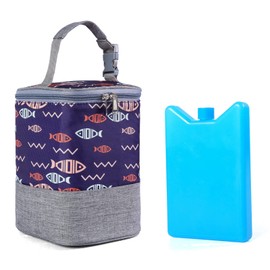 Bottle Bag with Ice Pack Cooler - Insulated Tote for Working Mom, Breastmilk Cooler for Up to 4 Large 8 Ounce Bottles