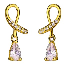 Razzberry Women's 925 Sterling Silver Drop Dangle Earrings with Pear-Shaped and Pave Set Zirconia Stones,18K Yellow Gold Plated, with included jewellery pouch (Gold)
