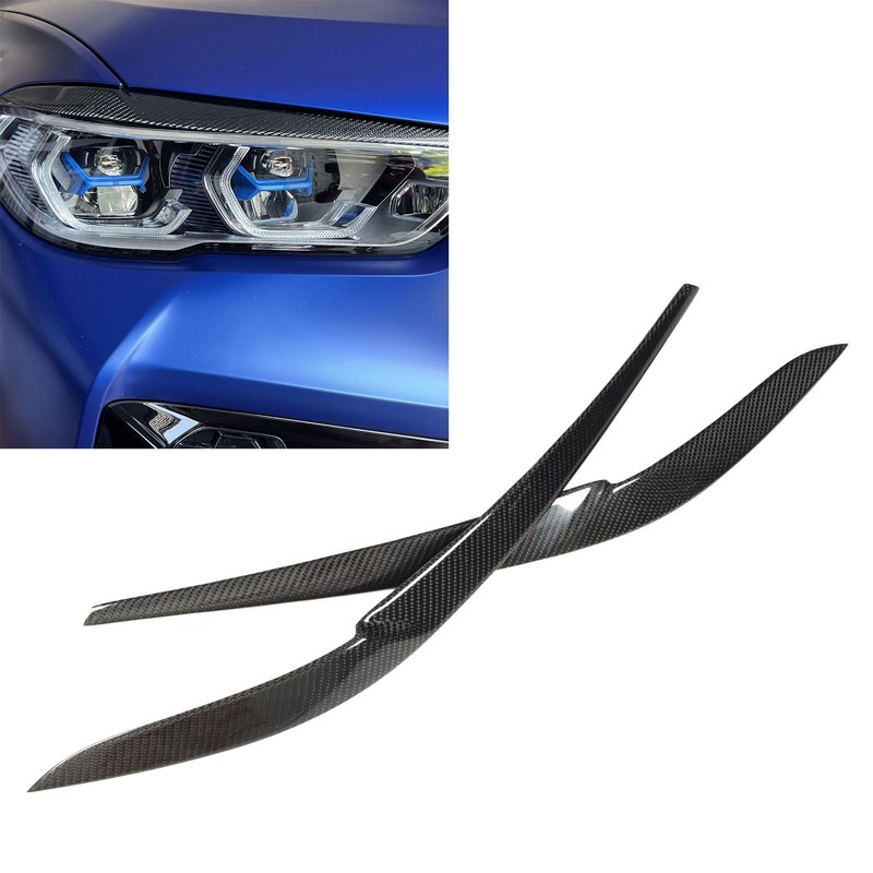 1Pair Headlight Eyelid Trim Protective Stylish Carbon Fiber Headlight Eyebrow