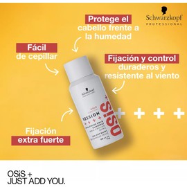 OSIS - Session Laca 100 ml, de Fijación Extra Fuerte, Peinados Duraderos, Protección Térmica, Protege Frente a Humedad y Viento, Acabado Brillante, sin Residuos,