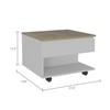FM FURNITURE Portland Lift Top Coffee Table with Open Shelf