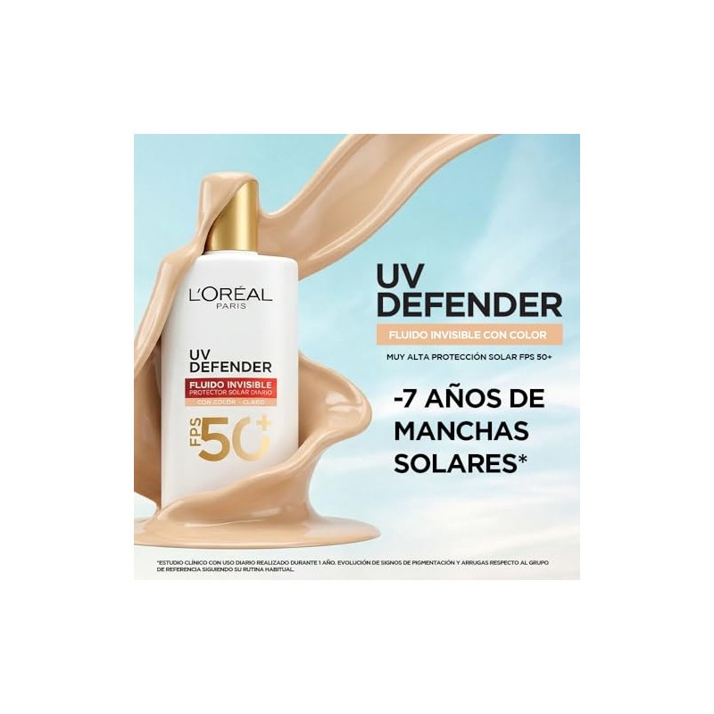 Oréal Paris Protector Solar Facial Fps50 Defender Fluido Invisible Tono