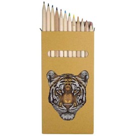 Azeeda 12 x 'Tiger Portrait' Long 178mm Coloured Pencils/Pencil Set (PE00067949)